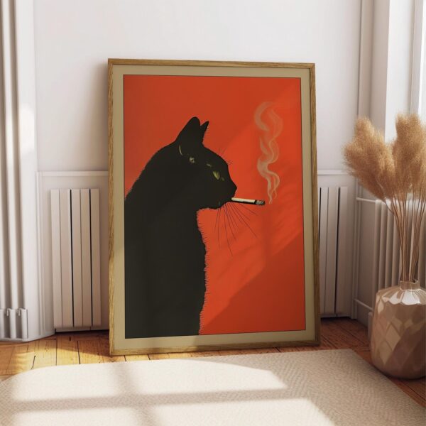 Black Cat Smoking a Cigarette Vintage Poster (2)