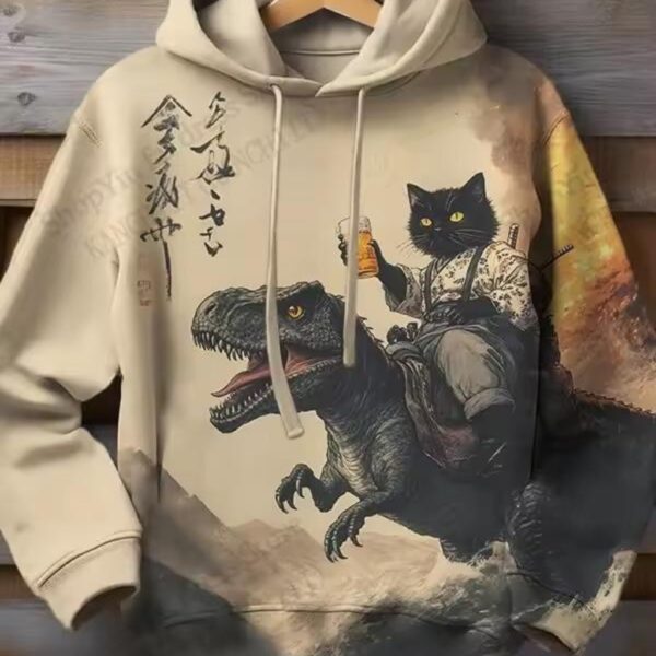 Cartoon Cat Dinosaur 3d Hoodie