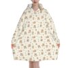 Cat Print Oversized Hoodie Blanket 1