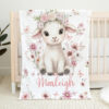 Cute lamb farm Custom Name Baby Blanket (4)