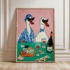 Duck Wine Party Art Print, Quirky Animal Poster (1)