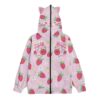 Kawaii Strawberry Cat Zip Up Hoodie (2)